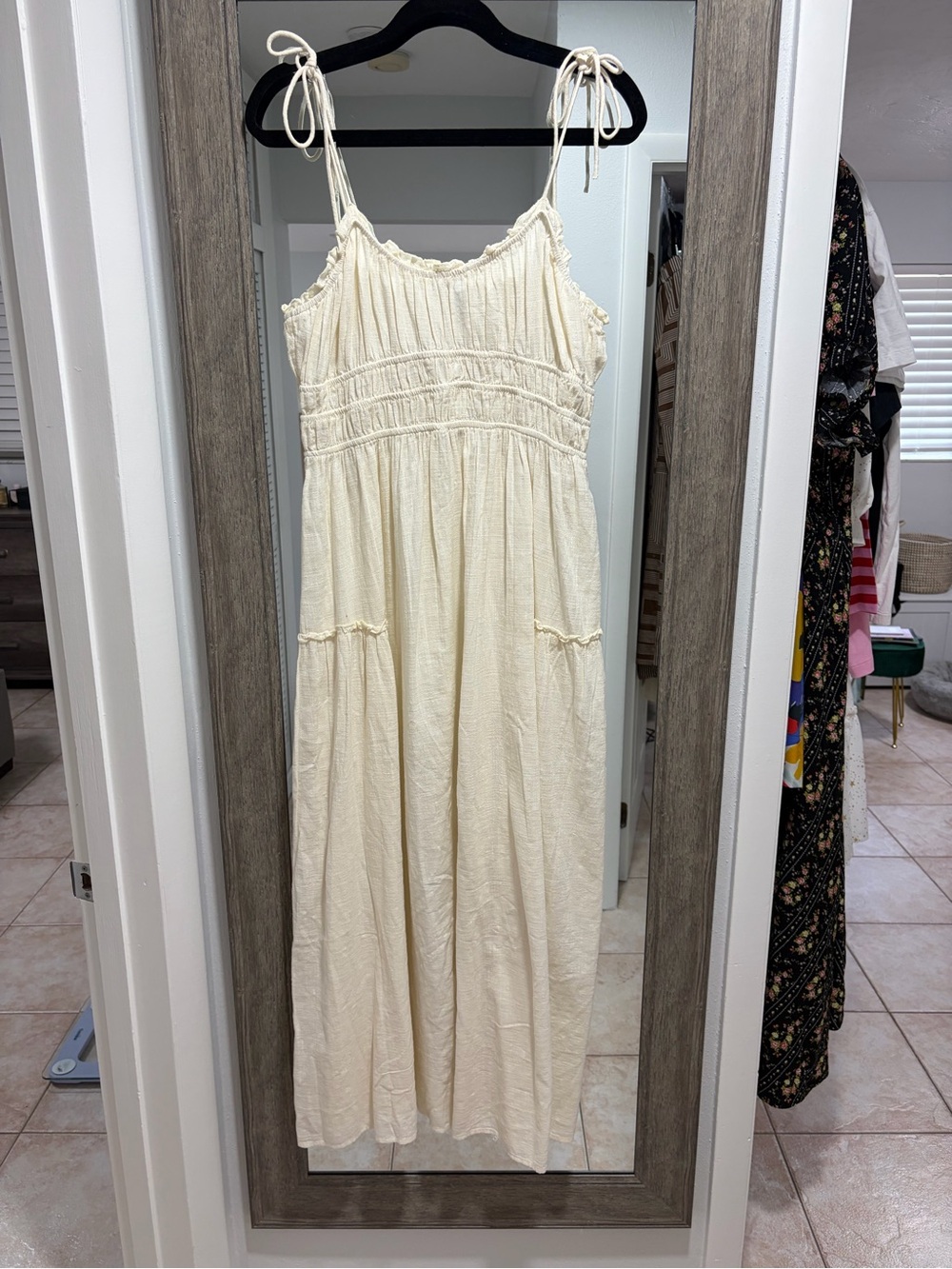 ASOS Cream Tie Strap Maxi Dress